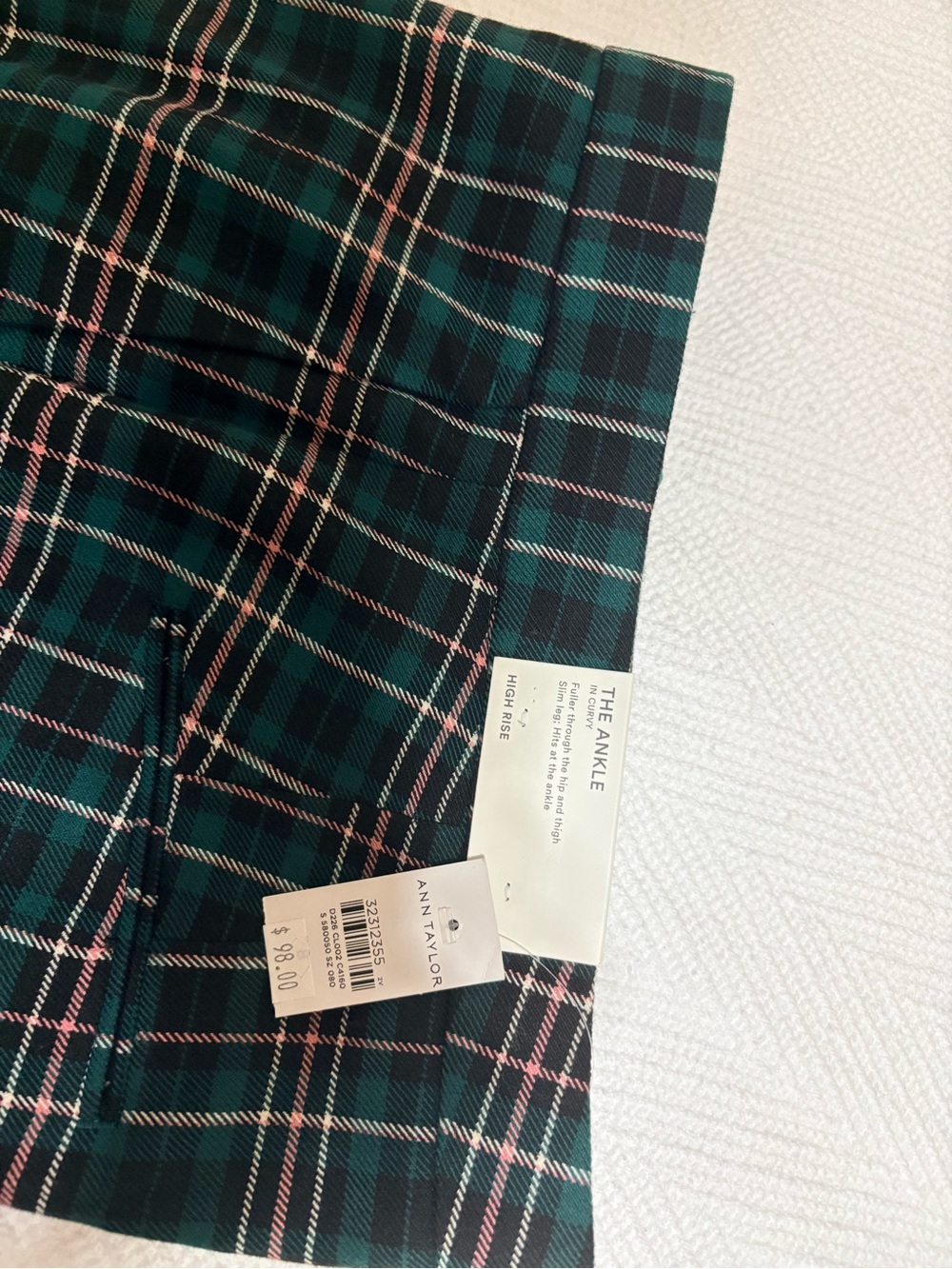Ann Taylor Teal and Pink Plaid Ankle Pants